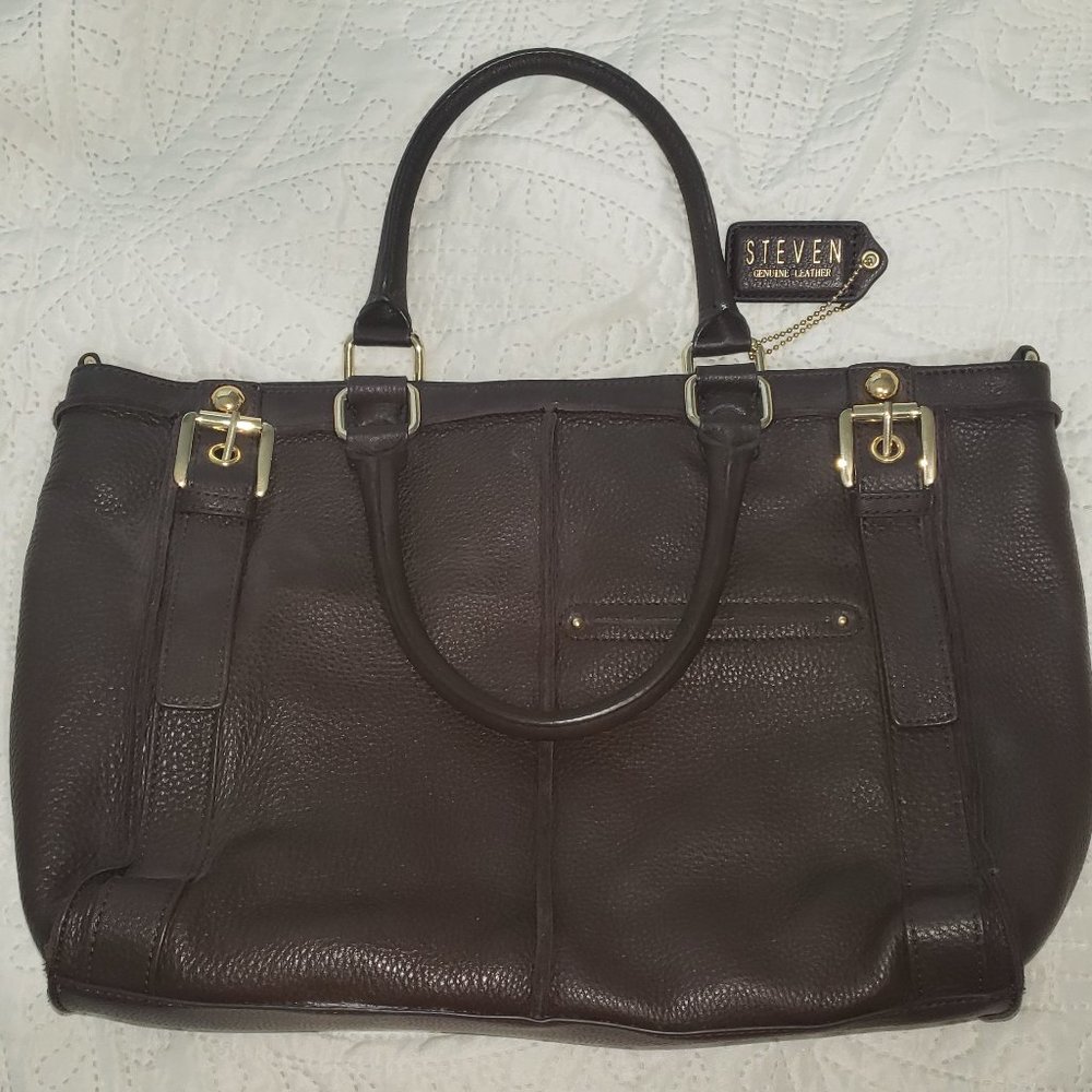 STEVEN by Steve Madden Chocolate Leather Handbag Purse